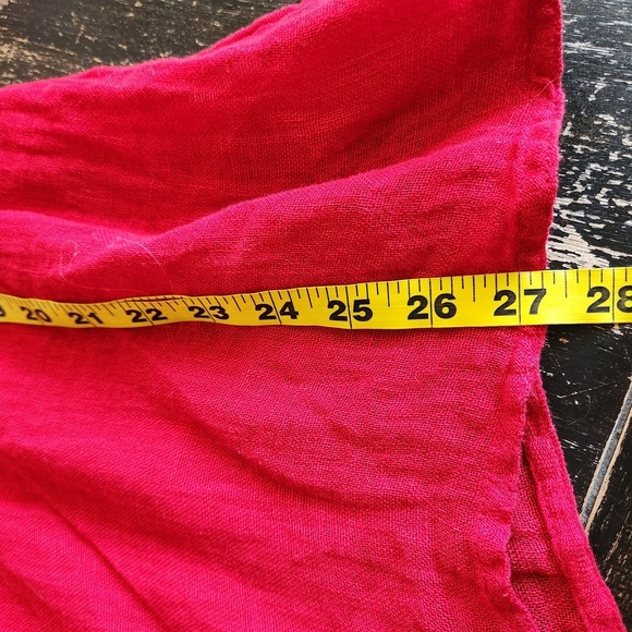 Eileen Fisher 100% Linen Top Red Womens XL Semi Sheer Minimalist Mandarin Button - Picture 6 of 12